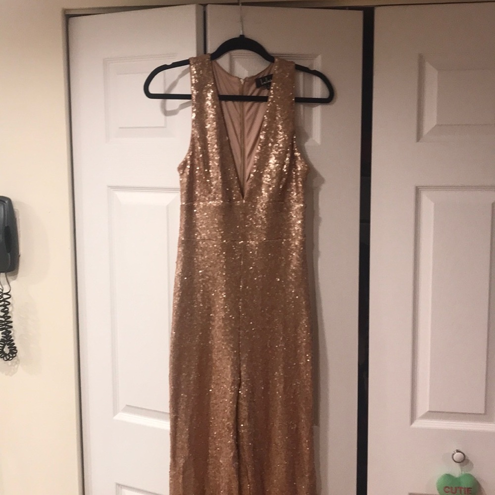 Rose gold sequined jumpsuit